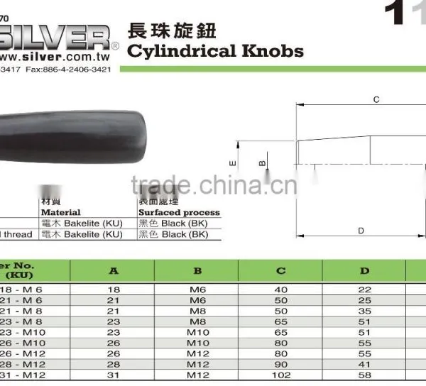 For Machine Parts and CNC Lathes Black Bakelite Cylindrical Knob photo-2