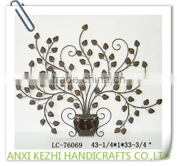 LC-86528 Set 2 Antique Wrought Iron Metal Leaves Wall Art Decor photo-4
