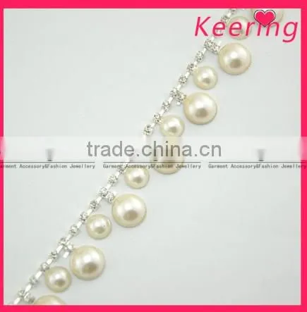 Wholesale Pearl 2014 Hot Sale Circle High Quality Rhinestone Chain WRC-095