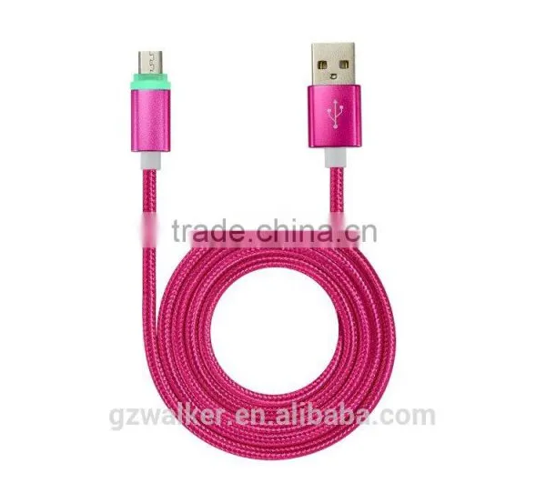 2016 New Premium High Quality Aluminum Nylon LED Light Charger Usb Data Cable for Iphone 6 6 Plus 6s 6s Plus Micro Wire Cable photo-3