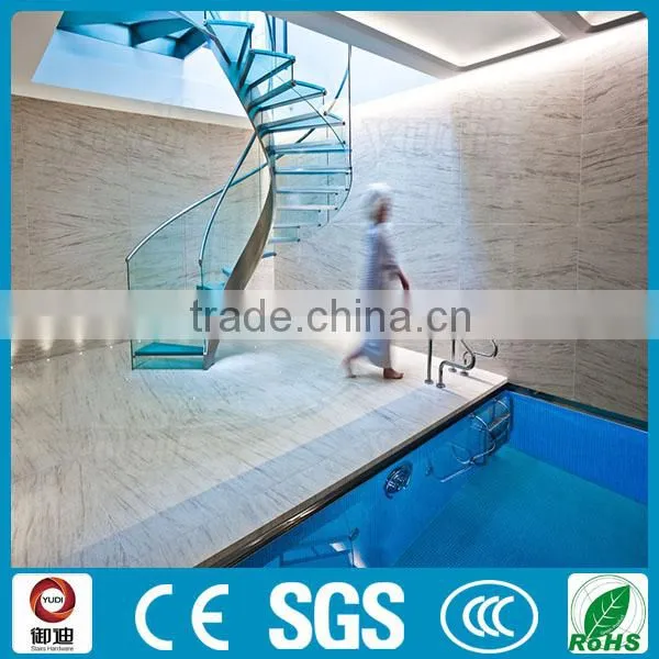 Indoor Commerical Tempered Glass Curved Staircase Design photo-2