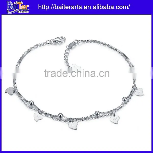 Fashion 925 Sterling Silver Diamond Heart Shaped Tennis Bracelet Heart Bracelet photo-5