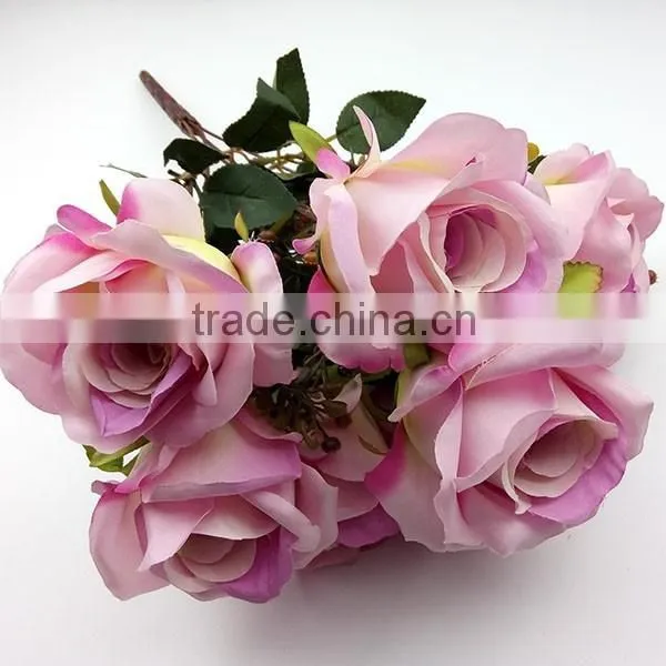 Blue 7 Heads Artificial Rose Flower Bouquet photo-5