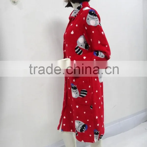 Classic Red Lovely Cartoon Lapel Nightgown Women photo-5