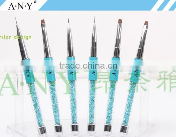 ANY Nail Art Beauty Design UV Gel Nails Rhinestone Handle Flat Micropainting Nail Brushes for Gel Nail Pennellie photo-5