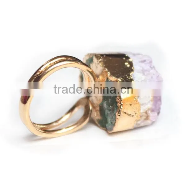 Druzy Amethyst Alloy With Gold Plated Ring photo-5
