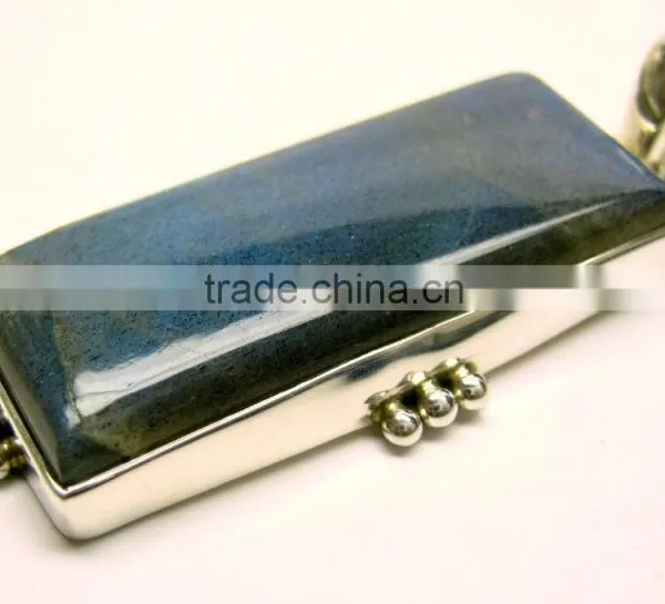 Labradorite Rectangle Cabochon Natural Gemstone Pendant, 925 Solid Sterling Silver Pendants, Designer Bezel Pendant photo-3