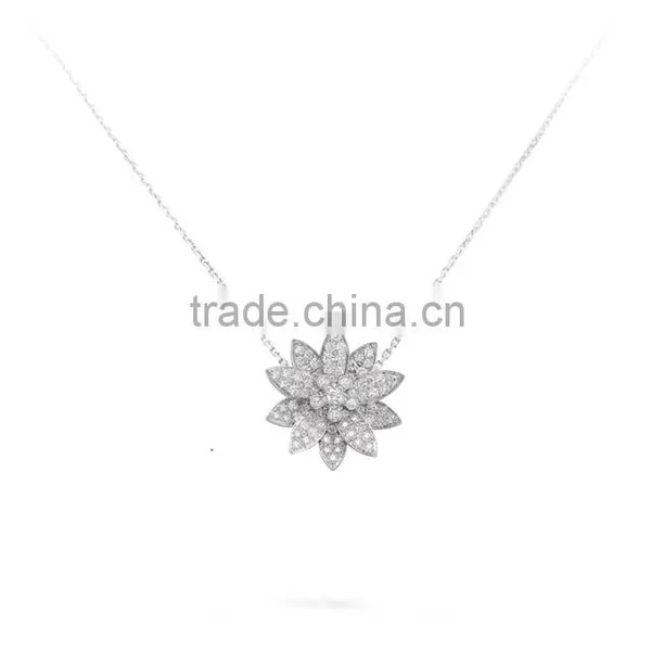 Flower cz Stone Pendant Necklace