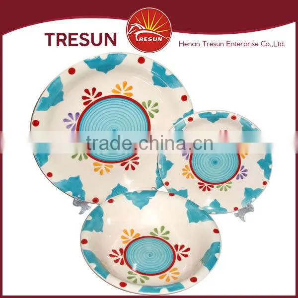 colorful stoneware dinnerset 18pcs handpainted ceramic dinnerware/tableware made in China