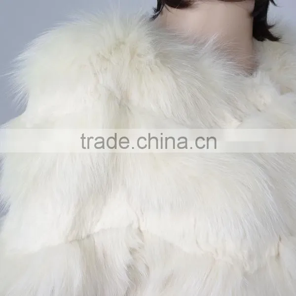 Fashion Rabbit Fox Fur Coat From China Women White Fox Fur Coats KZ150103 photo-4