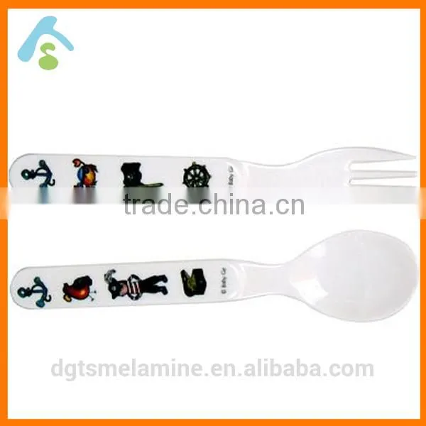 BPA-free Cute Melamine Fork and Spoon for Young Children photo-2