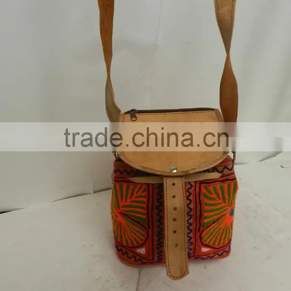 Real Goatleather Messenger Bag/shoulder Bag With Hand Crafted Embroidery photo-3