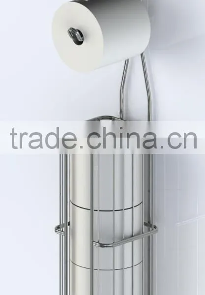 Steel Wall Mounted Toilet Paper Holder With Phone Rack photo-3