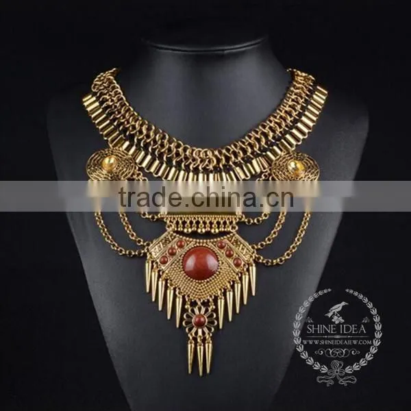 High Quality Vintage Rhinestone Chunky Statement Necklace Tin Alloy Fashion Women Pendant Necklace 6390148 photo-2