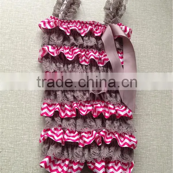 Hot Sale Fashion/ Pretty/ Soft Ruffled Rompers Baby Sleeveless Rompers/ Bodysuit Best Posh Petti Ruffle Lace And Satin Rompers photo-4