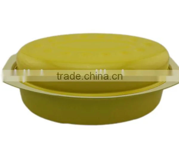 Nice Yellow Oval Ceramic Coating Roaster Pan photo-2