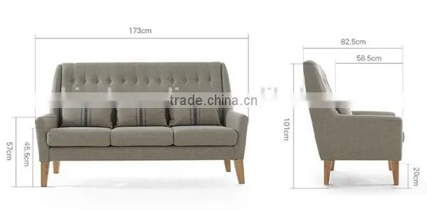 SFA00045 Antique Wood Frame Fabric Sofa Single Seat Couches Meeting Room Sofa photo-2