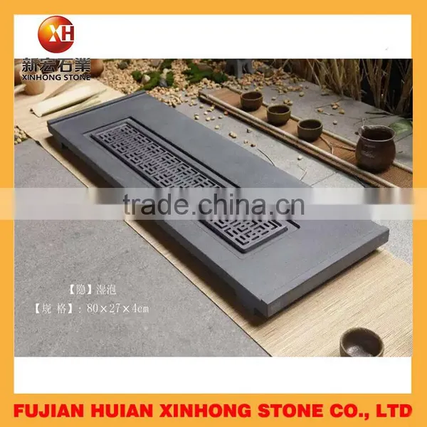 Chinese Round Black Tea Tray From Stone photo-6