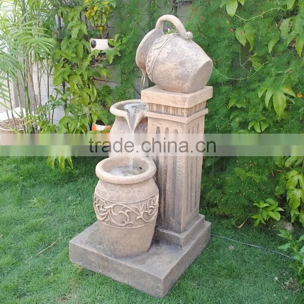 Hotsale Three Jars Polyresin LED Fengshui Products Fountain photo-2