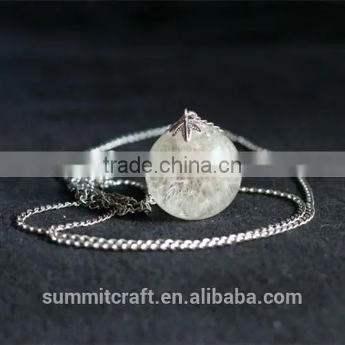Natural Real Dandelion Pendant Necklace photo-3