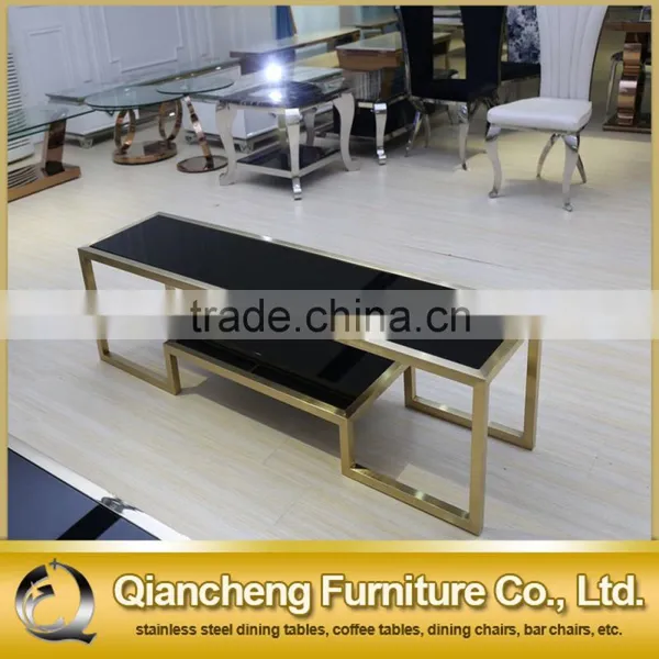 Eurpean Style Stainless Steel Golden Glass tv Stand photo-3