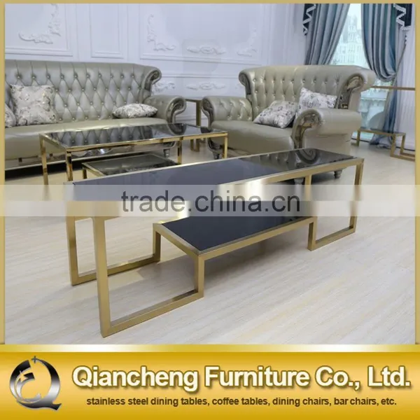 Eurpean Style Stainless Steel Golden Glass tv Stand photo-4