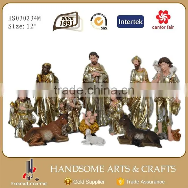 8 Inch Resin Craft Wood Grain Christmas Religious Items Nativity Set photo-3