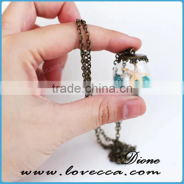DIY Handmade Starfish Shell Glass Bottle Vial Wish Pendant Stagement Necklace photo-6