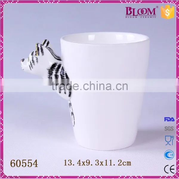 3D Hand-painted Animal Cat Shape Kids Ceramic Mugs photo-3