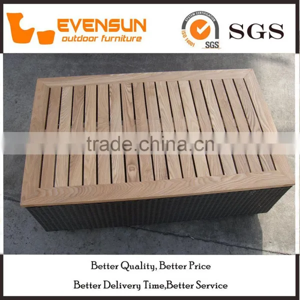 Evensun Classic Storage Wicker Box Wooden Cover photo-4