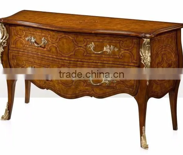 Classico Regency Decorative French Solid Wood Bombe Chest With Precious Golden Brass and Beautiful Chinoiserie Paint BF12-04254b photo-2