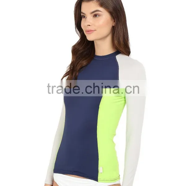 Sexy Swimwear Swimsuits Mature Contrast Side Panels Long Raglan Sleeves Swim Suit Swimsuit 2017 One Piece Swimwear Tee For Women photo-6