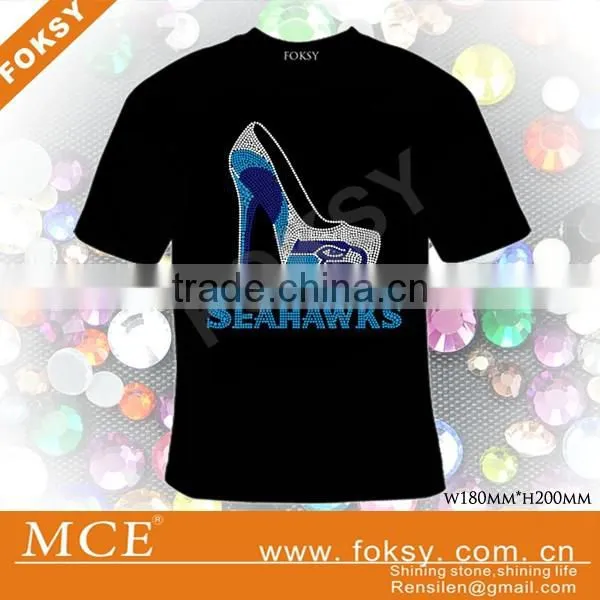 Top Sale Usa High Heeled Shoes Rhinestone Transfer Seahawk