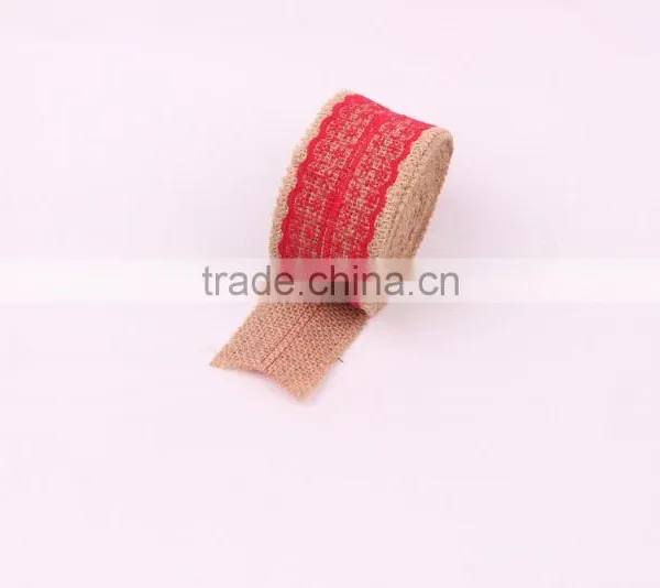 Decorative 28mm Wide Wire Edge Burlap Ribbon photo-6