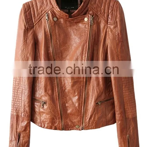 Womens Cuff Lapel Punk Zip Slim Fit Faux PU Leather Motorcycle Sexy Cool Short Jacket photo-5