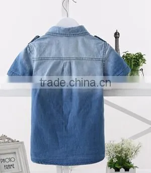 2015 Latest Shirt Designs for Boys Short Sleeve Denim Shirts for Boys Cowboy Shirt for Boys photo-2