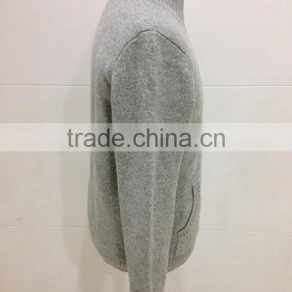 Mens Zipper Cardigan Lambswool Sweater Coat With Lining photo-4
