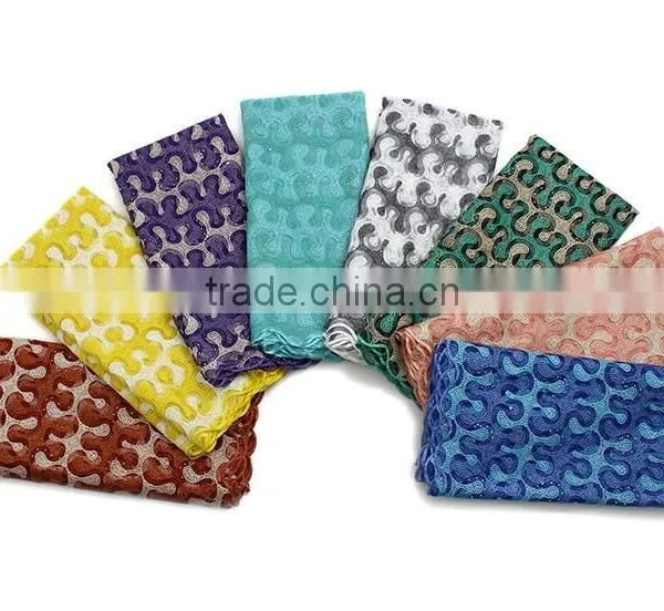 100% High Quality African Guangzhou Lace Fabric Tulle Lace Fabric Multi Color photo-6