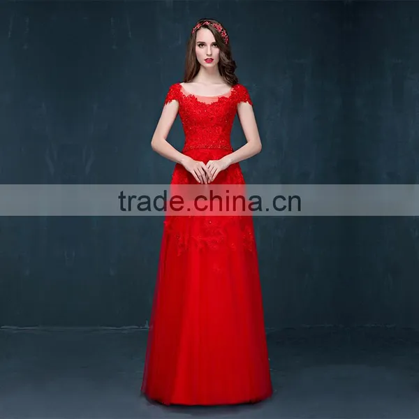 MGOO Cheap Price Wholesale Red Lace Long Prom Dress Ladies Elegant Chiffon Evening Dinner Long Dresses Handmade 2040 photo-2
