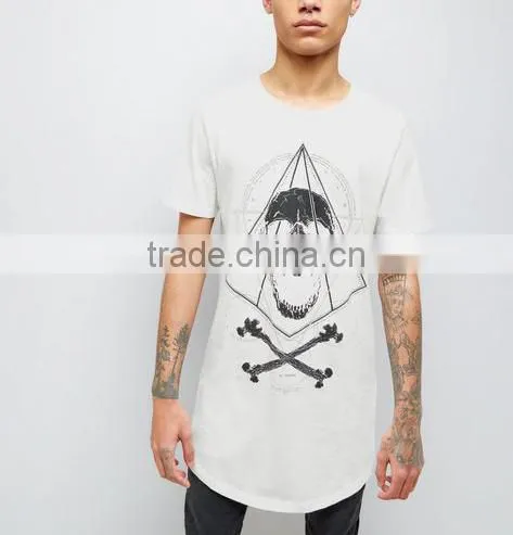 Hot Selling Fancy Printed White T-shirt Mens Designer Tees Summer Casual Longline t Shirt photo-3