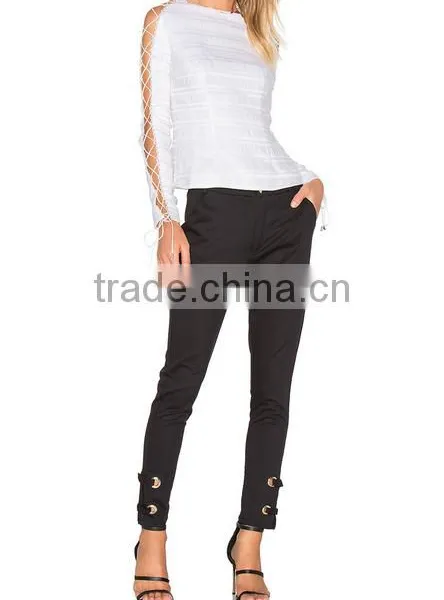 4509 Runwaylover Ladies Hot Sale Tie up Slim Tight Pants photo-4