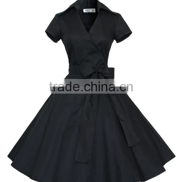 Walson Women's 1950s V-neck Vintage Rockabilly Full Circle Dress photo-6