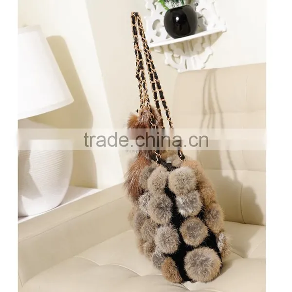 Multi Purpose Fashionable Rabbit Fur Bag photo-3