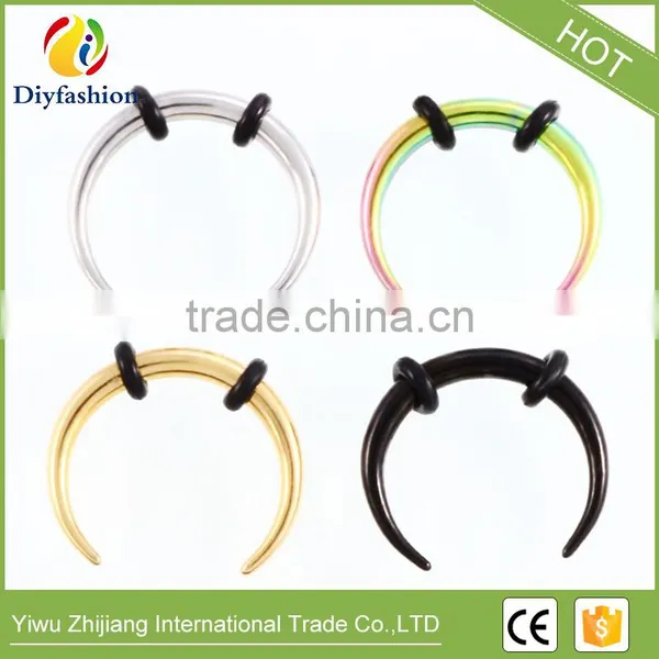 5 Colored Indian Nose Hoop Stainless Steel Nose Rings photo-2