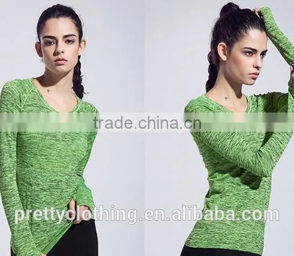 Women's Space Dye Long Sleeve Quick Dry Crew Neck Running Shirt for Workout Hiking Yoga Gym Sport photo-5