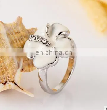 Classic Genuine Austrian Crystals Sample Sales Platinum Plated Black Flower Ring Jewelry Party OFF photo-2