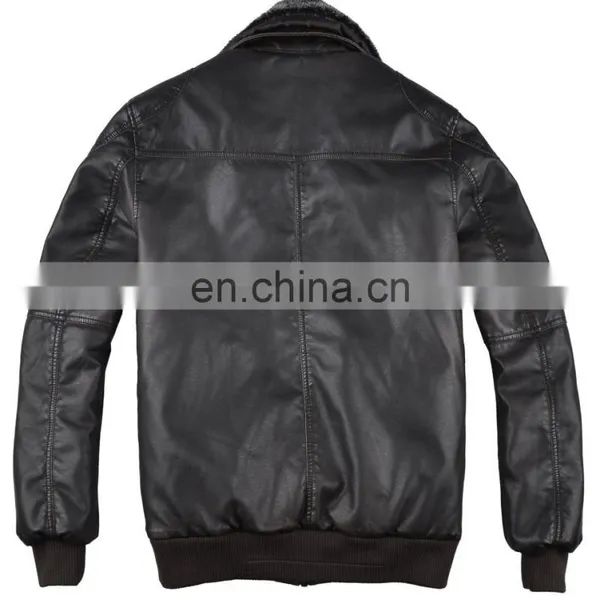 2015 Lastest Fashion Leather Top Grade Fur Collar Coat Men photo-3