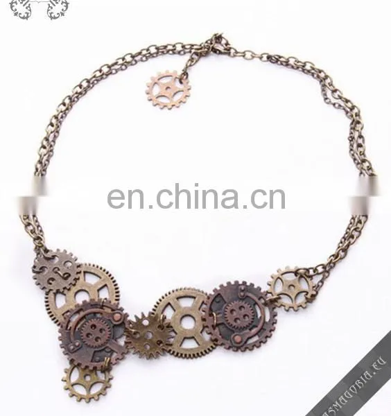 Steampunk Cogwheel Gear Brass Necklace photo-2