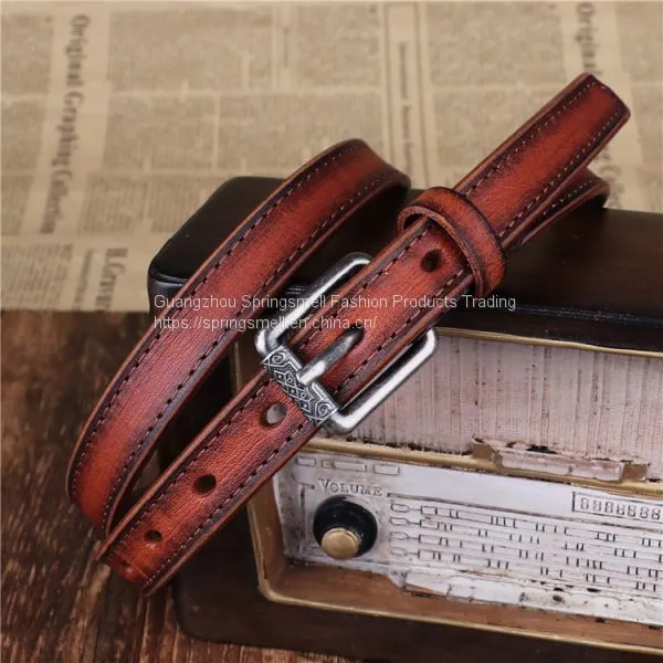 High Quality Wholesale Genuine Cow Leather Pin Buckle Fashion Casual Vintage Dress Decorative Leather Belt photo-3