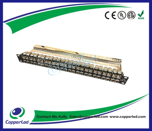 FTP 1U Cat.6A Modular Patch Panel 48Port with back bar
